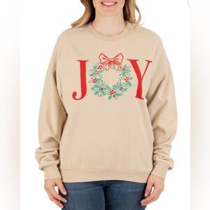 State of Mind Beige Joyful Wreath Sweater Size L and XL.